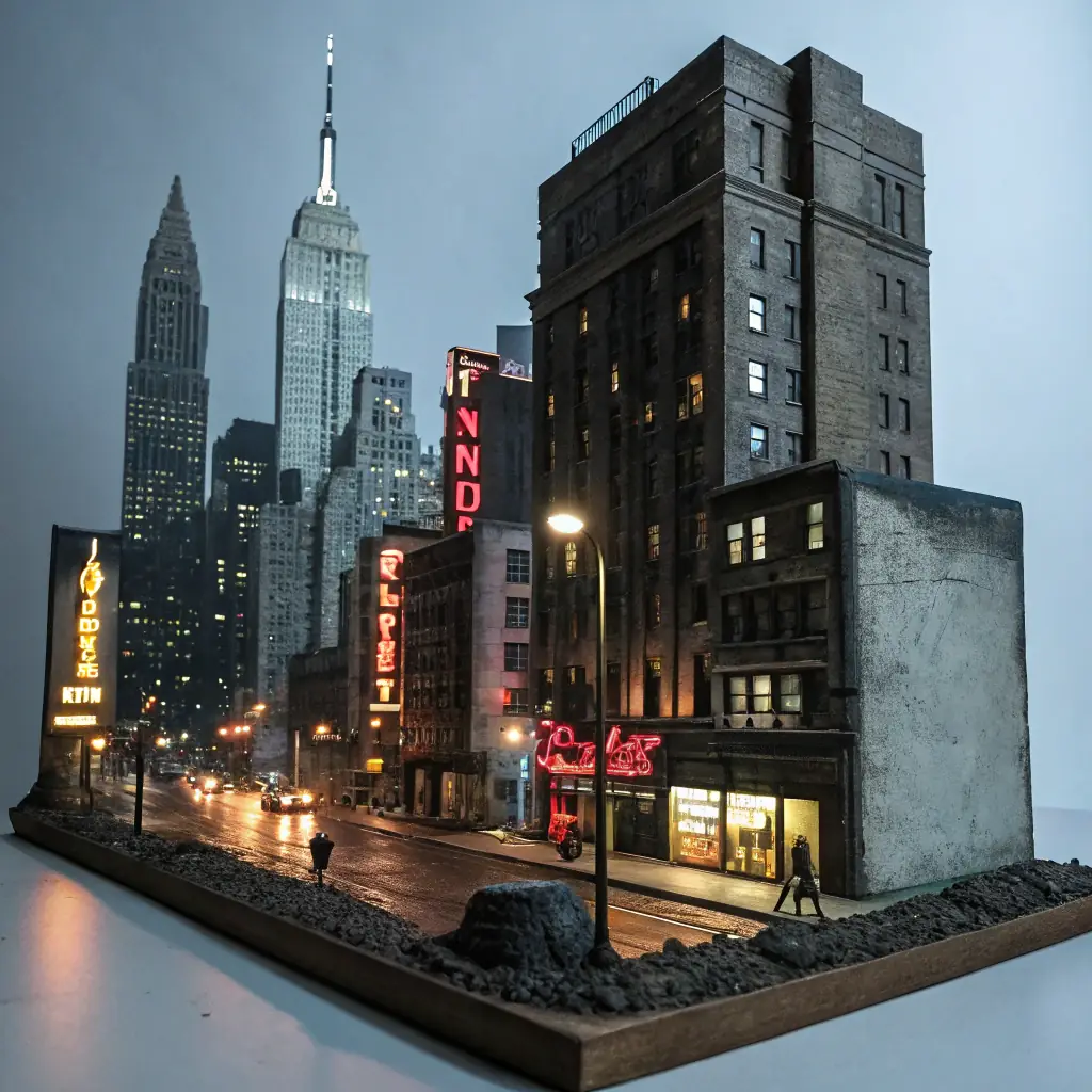 Urban Night Scene Poster